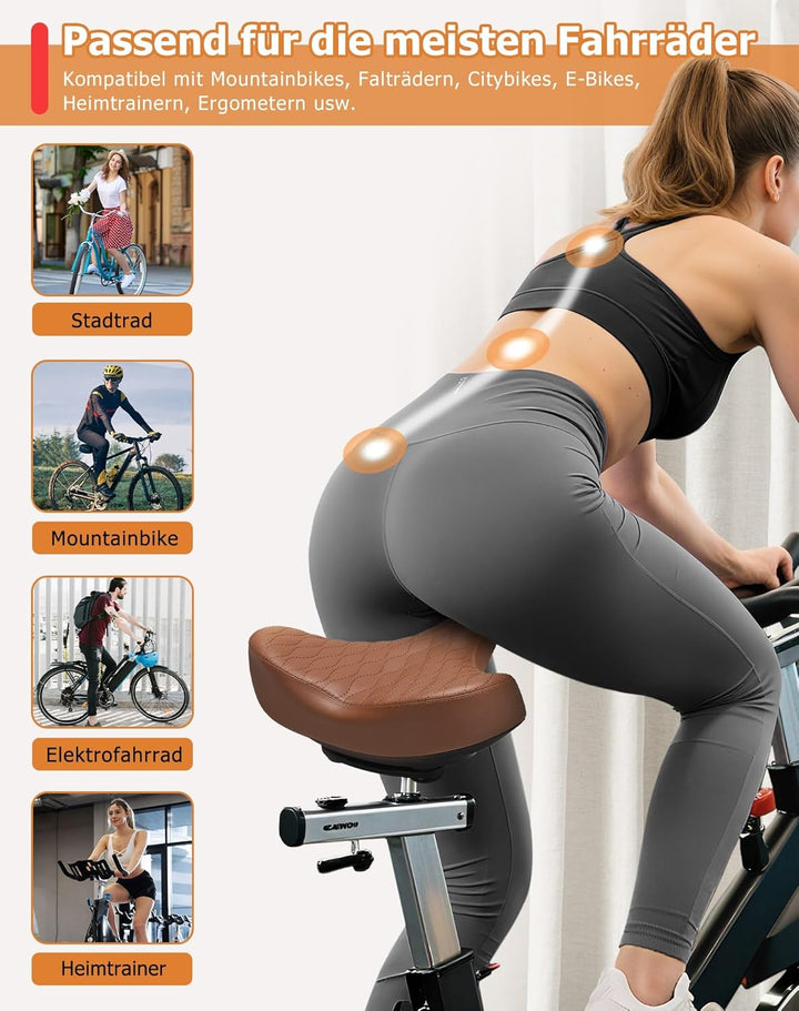 Übergrosser Fahrradsattel Herren & Damen, Bequem, Weich Memory Foam, Ergonomisch, Extra Breit Bequem