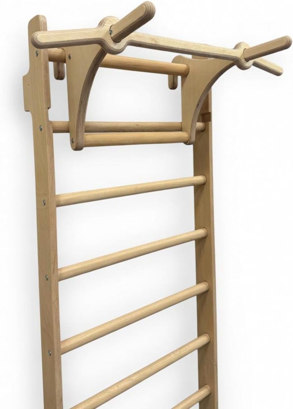 Dip-Stange – Abnehmbare Stange 94 cm – Trainingsstange aus Holz – Für die Turnwand – Breite 48 cm –
