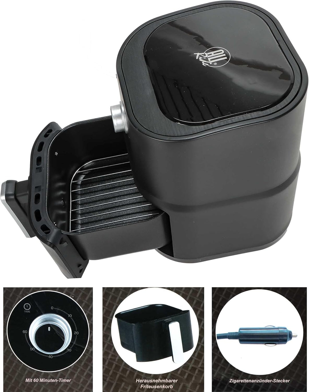 All Ride Airfryer 24V – Heissluftfritteuse für LKWs - Mit Heisslufttechnologie - Kompakt 3L - 250W -