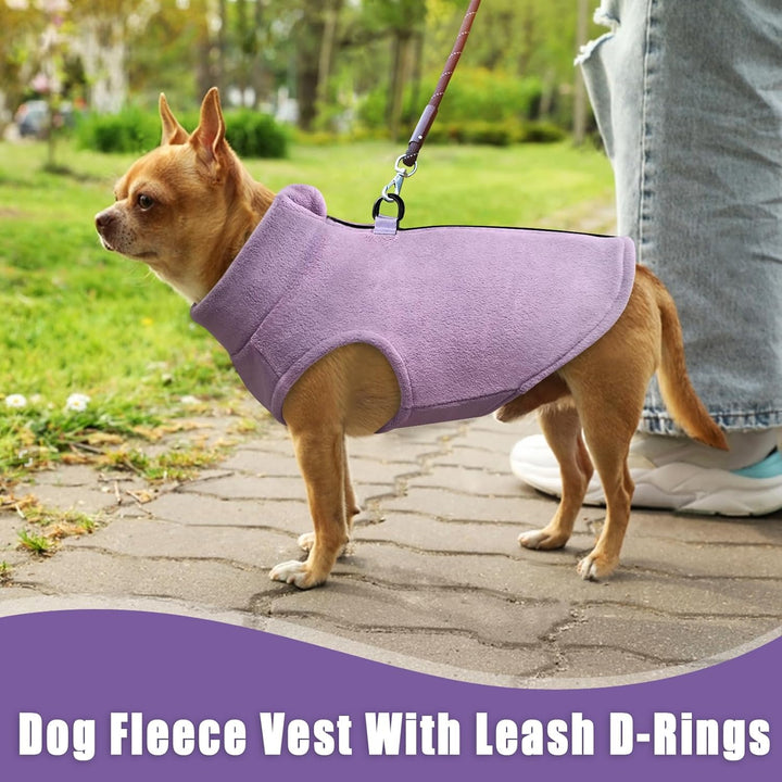 Idepet Hunde-Fleece-Weste, Pullover, mit Reissverschluss, Warmer Pullover, Hundejacke mit D-Ring-Lei