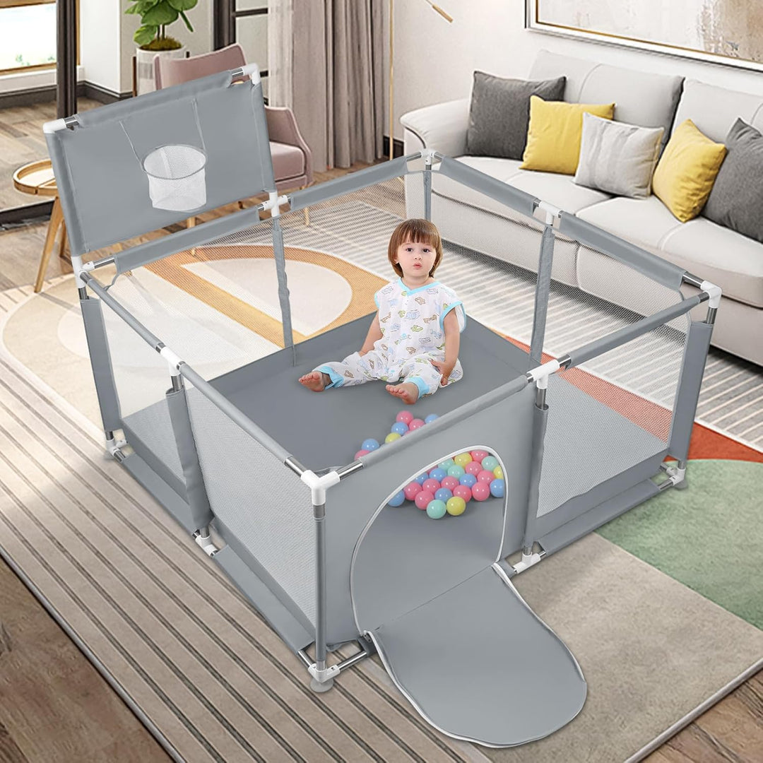 Laufstall Baby,Laufgitter mit atmungsaktivem Netz, sichere Spielecke, Oxford-Gewebe, Playpen, kinder