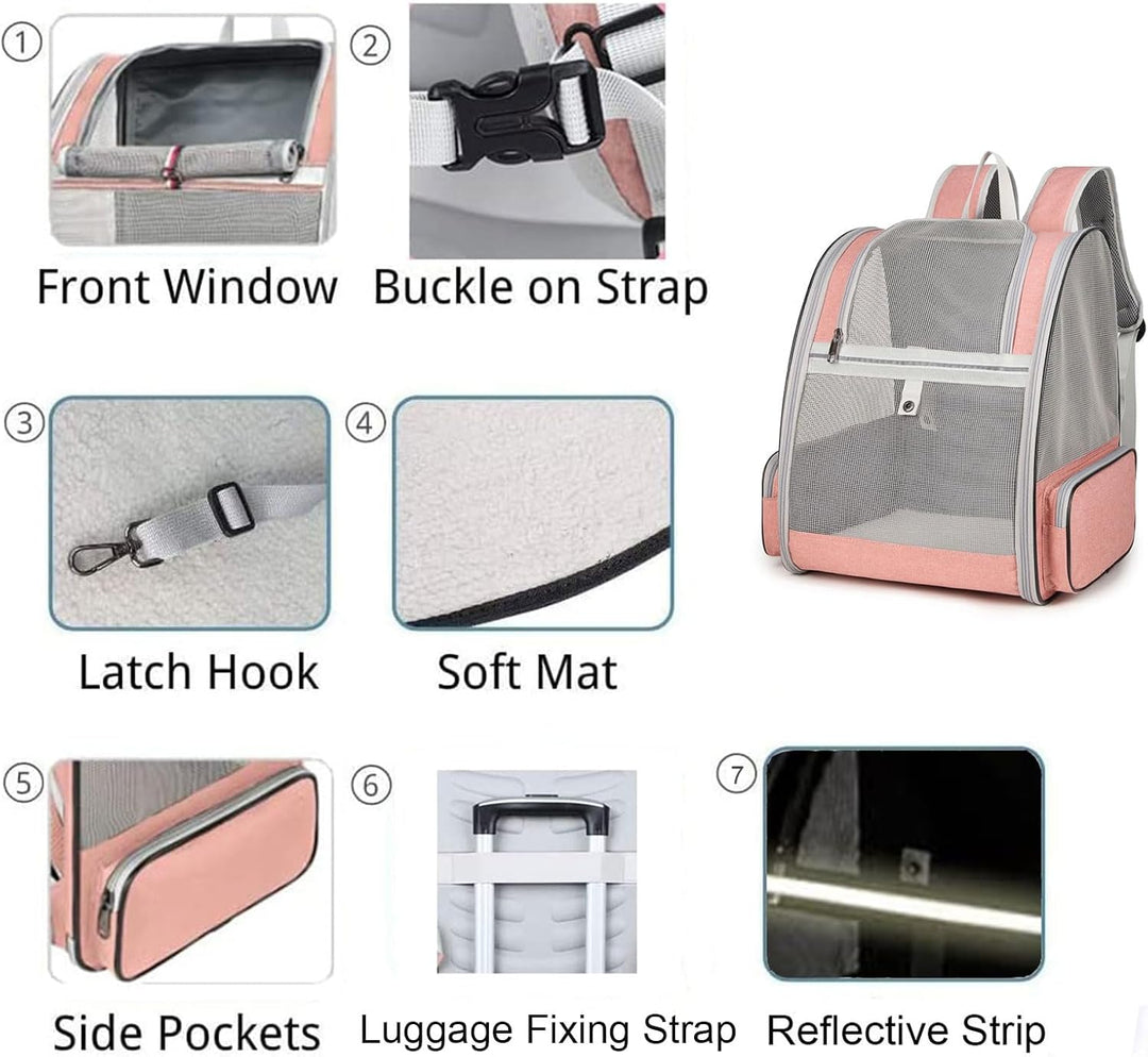 Hykiee Hunderucksack Katzenrucksack, Haustier Rucksack für Kleine Hunde Welpen bis 6kg Katzenbis 8kg