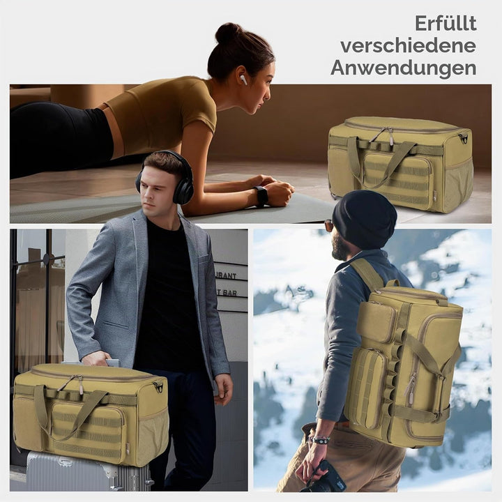 BAGZY Taktischer Reisetasche Sporttasche Herren mit Schuhfach Gym Tasche Rucksack 40L Trainingstasch