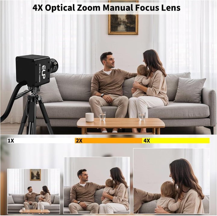 ELP Global Shutter Farbkamera mit USB 3.0, 120/200 FPS Ultrahohe Bildrate, Webcam, 1200P 2,8–12 mm 4