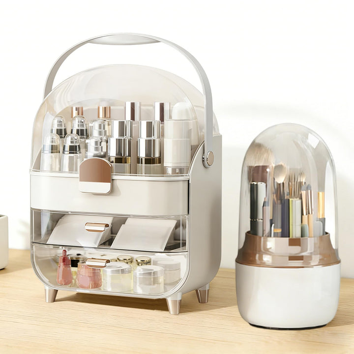 2 StüCk Make Up Organizer & Drehbar Pinselhalter, GrossE KapazitäT ParfüM Organizer, Kosmetik Organi