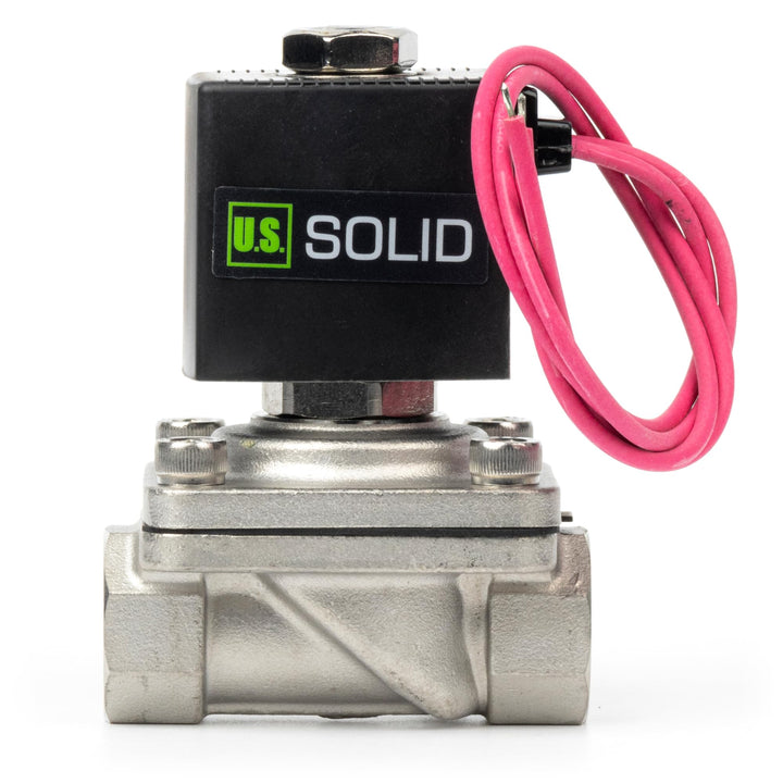 U.S. Solid 1/2" Magnetventil - Edelstahl DC 12V mit Viton-Dichtung, stromlos geschlossen, Bleidraht-