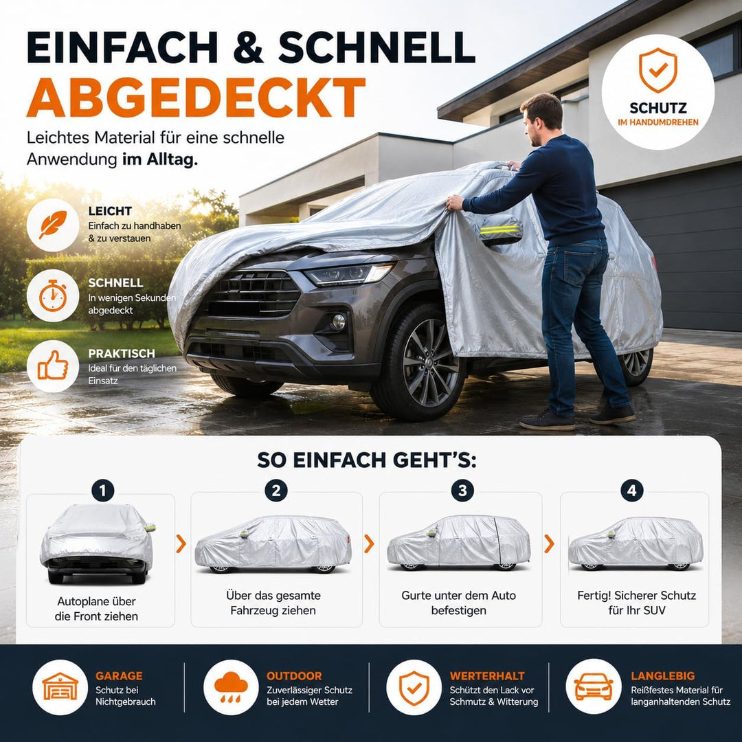 SUV wasserdichte Autoschutzhülle für Schutz &amp; Abdeckung von Auto, PKW - Fahrzeug: Autoplane in Einhe