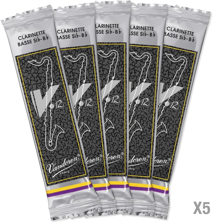 Vandoren CR6235 V12 Blätter für Bassklarinette (Stärke 3,5), 5 Stück Stärke 3.5, Stärke 3.5