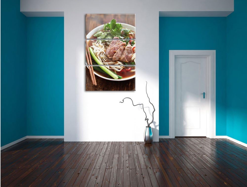 Pixxprint Japanische Miso Nudelsuppe als Leinwandbild/Grösse: 3 Teilig (120x80) cm/Wandbild/Kunstdru