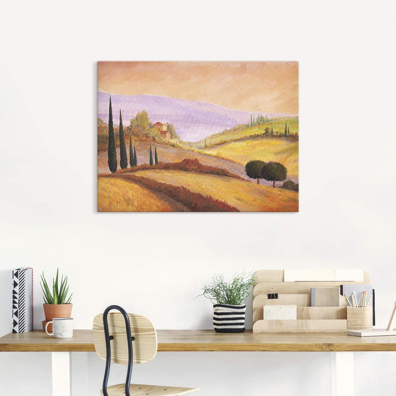 Artland Leinwandbild Wandbild Bild auf Leinwand 80x60 cm Wanddeko Toskana Landschaft Italien Malerei