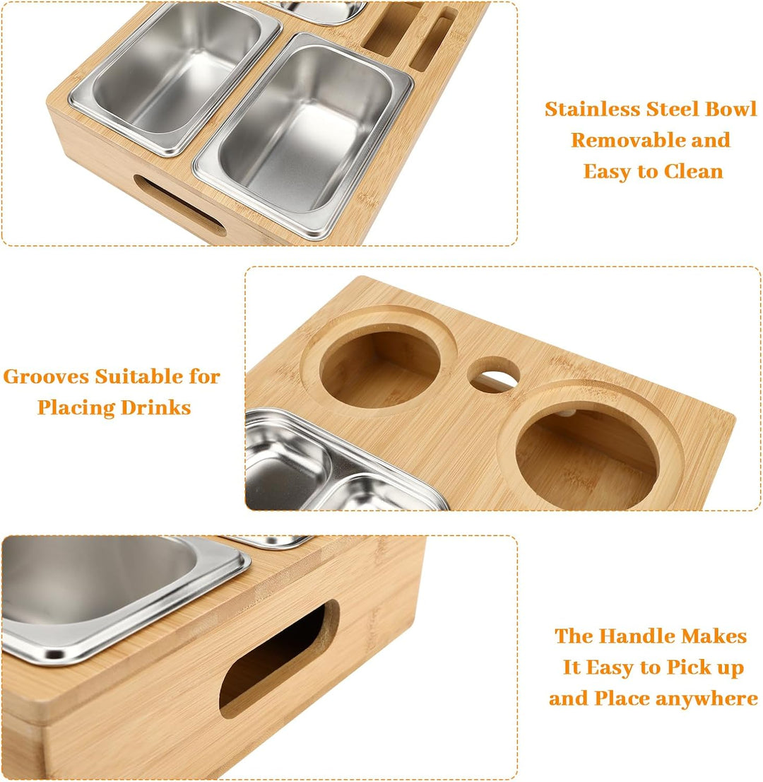 Sprifityy Couchbar Snackbox, Sofa Tablett, Mit Snackschalen Aus Edelstahl,mit Abnehmbarer Deckel, Sn