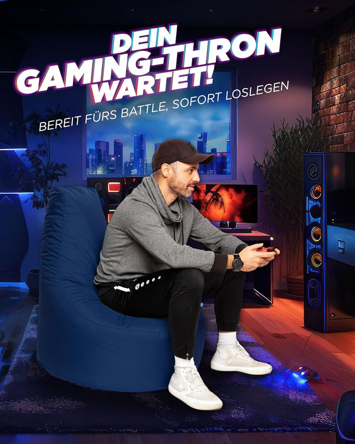 PATCH HOME Gamer Kissen & Lounge Sitzsack – befüllbar mit Reissverschluss, gefüllt mit Styropor, gee