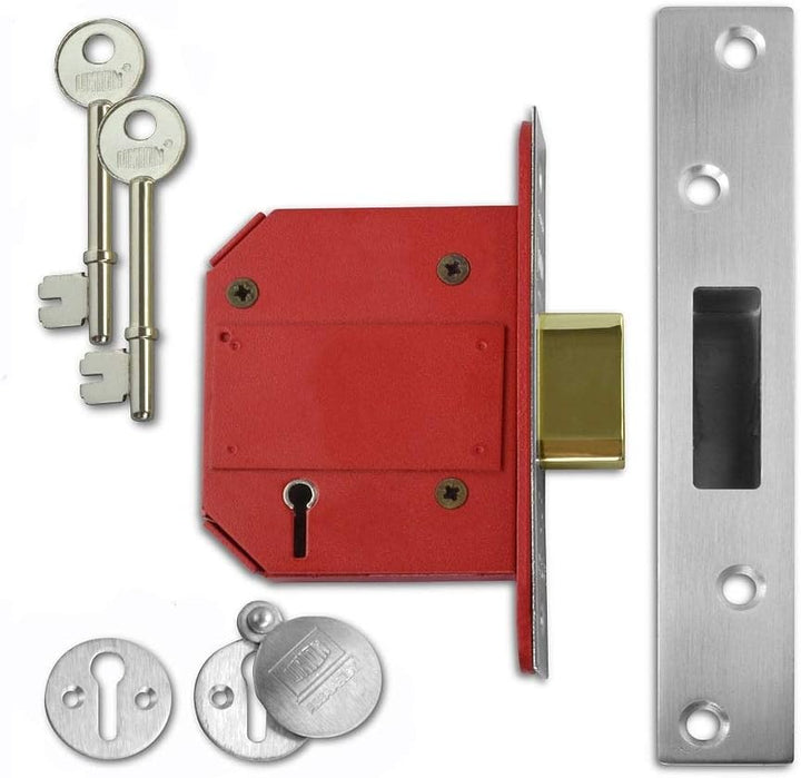 Union Locks Strongbolt 2100S Riegelschloss, BS 81 mm – Satin Chrom (Box) 81mm Satin Chrome Box, 81mm