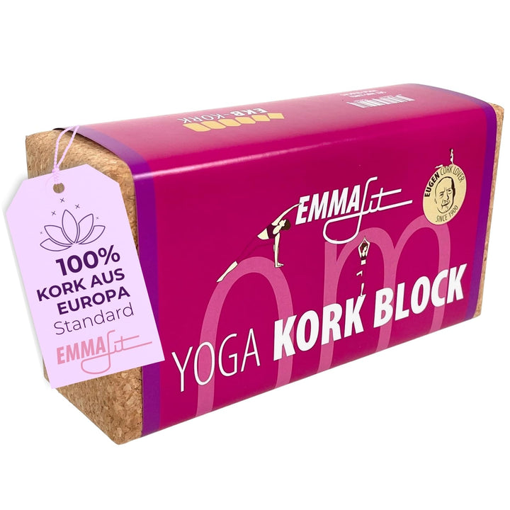 EMMAfit Kork Yoga Block Klassik I hochwertiger Yogablock aus Kork für Yoga-Übungen I hygienisch &amp; um