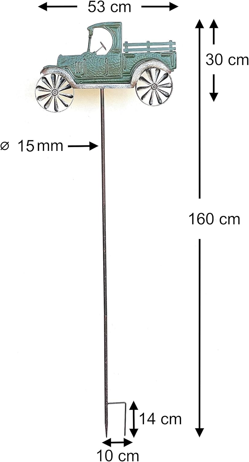DanDiBo Gartenstecker Metall Oldtimer Auto XL 160 cm Grün 96102 Windspiel Windrad Wetterfest Gartend