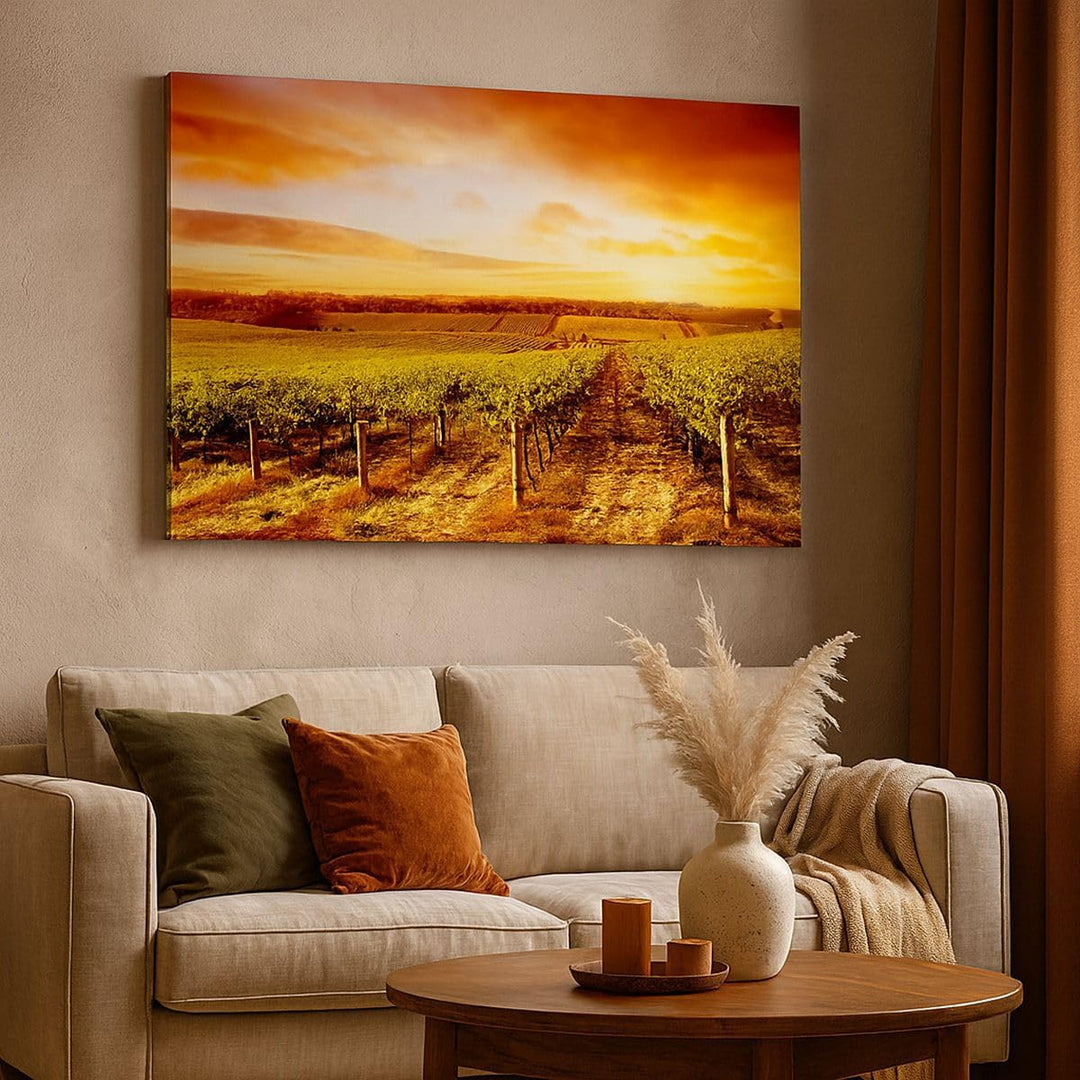Bilder auf Leinwand 100x70cm Leinwandbild Weinberg Aussicht Landschaft Gross Wanddeko Bild Schlafzim
