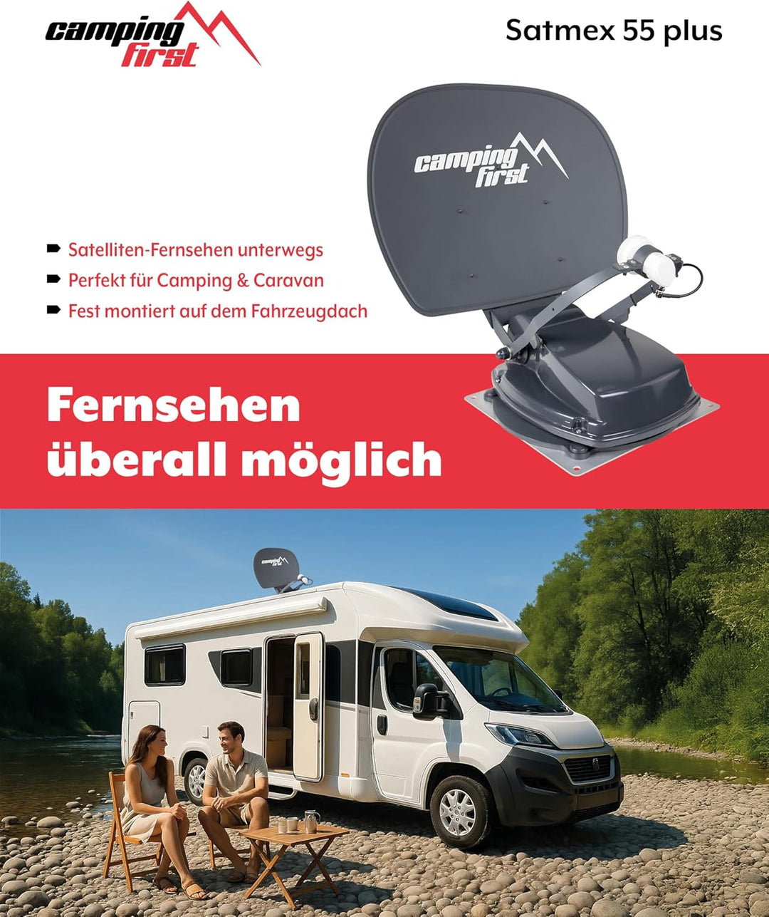 Satmex 55 Plus – Vollautomatische Sat-Antenne (Montage auf dem Wohnmobil, nur 16 cm Höhe, Bluetooth,