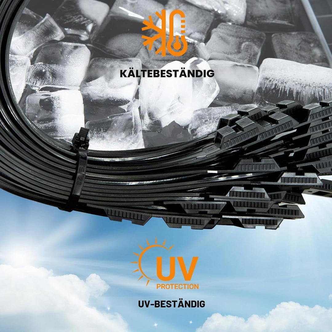 9mm x 360mm Doppelsperre Kabelbinder Lang Set Schwarz 100 Stück Nylon UV Beständig Grosser Kabelbind