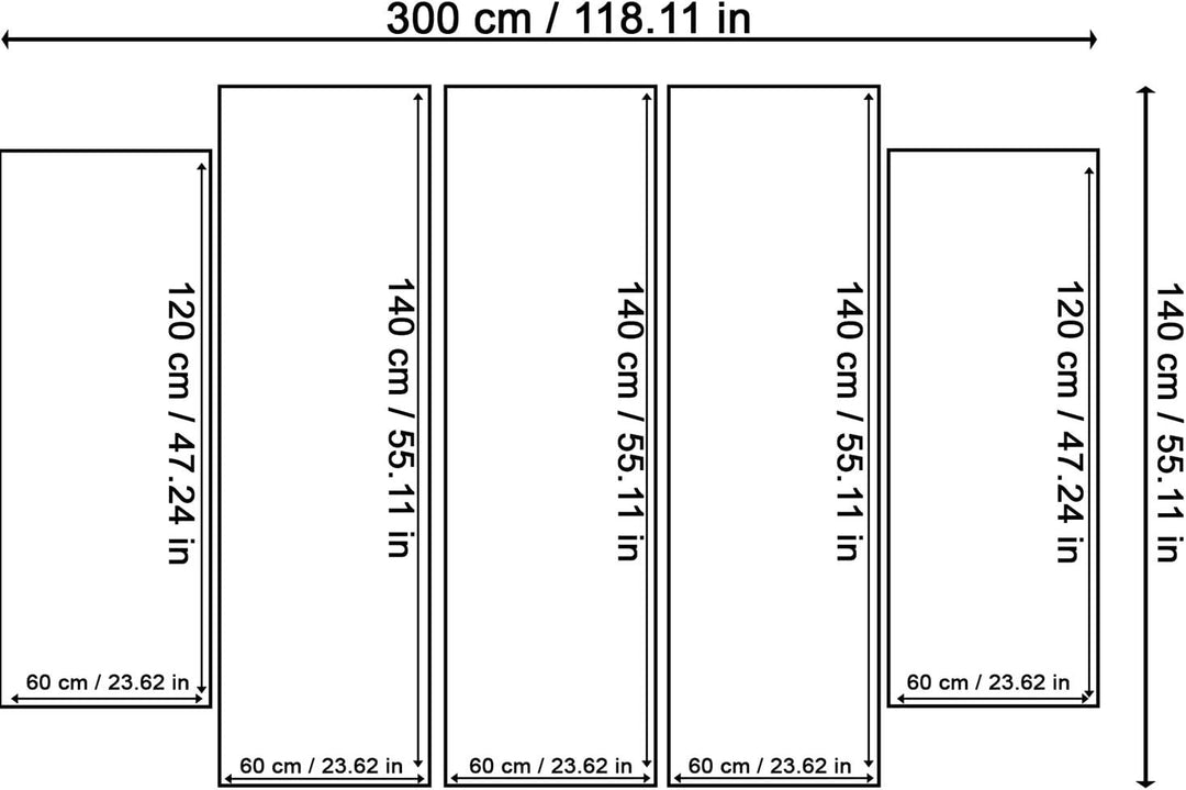 Feeby Frames, Leinwandbild, Bilder, Wand Bild - 5 Teile - Wandbilder, Kunstdruck XXL, Typ B, 300x140