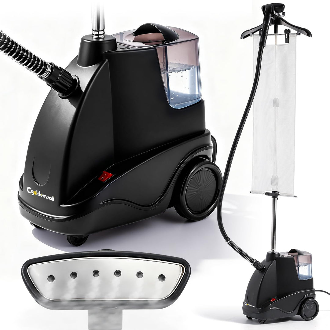 CGOLDENWALL 1500W Vertikales Dampfglätter, 2.9L Abnehmbarer Wassertank, 40s Schnelles Aufheizen, Dua