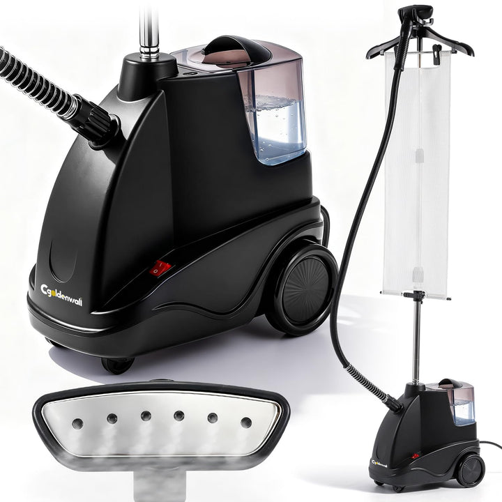 CGOLDENWALL 1500W Vertikales Dampfglätter, 2.9L Abnehmbarer Wassertank, 40s Schnelles Aufheizen, Dua