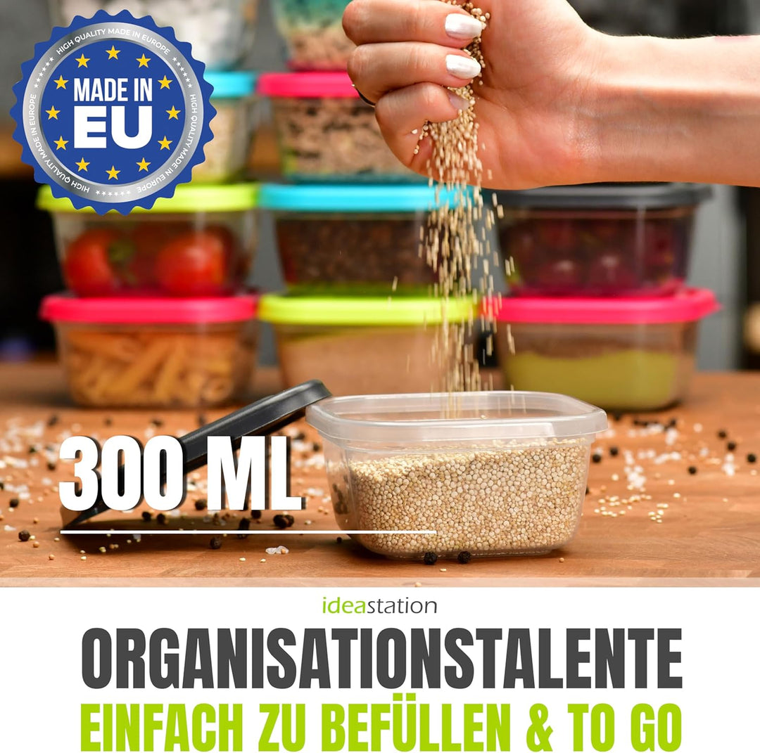 Gefrierdosen 300ml mit Deckel 12 Stück - bunt - stapelbare Dosen mit Deckel - kleine Frischhaltedose