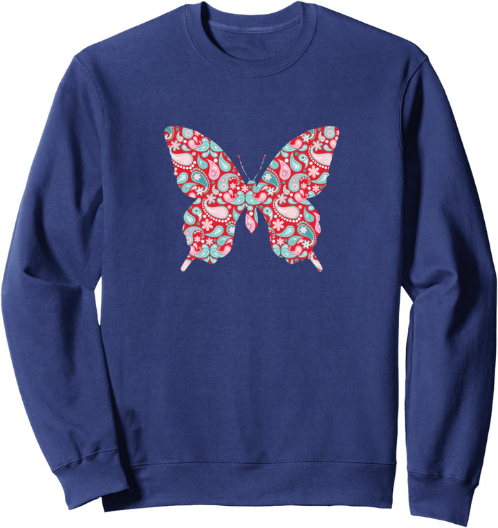 Schmetterling rosa Paisley-Muster Frauen Mädchen Tier-Design Sweatshirt