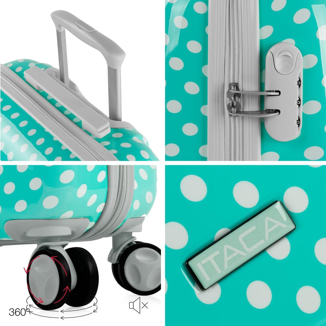 ITACA - Kinderkoffer Koffer Kindertrolley für Reisen mit Leichtgewicht stabilem Design geräumigem In