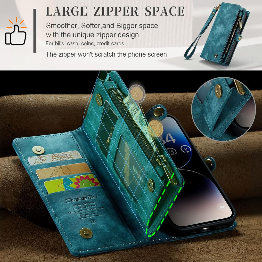 UFinetech iPhone 14 Pro Hülle, Flip Leder TPU Stossfeste Kartenfach Tasche Handyhülle iPhone 14 Pro(