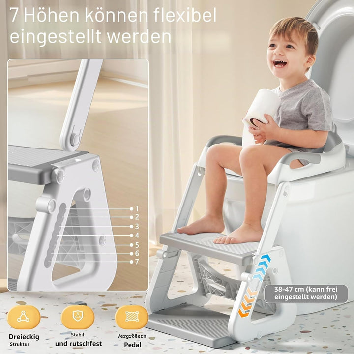 Kinder Toilettensitz mit Treppe,WC Sitz Kinder,Toilettenleiter für Kinder,Klositz für Kinder,Kindert