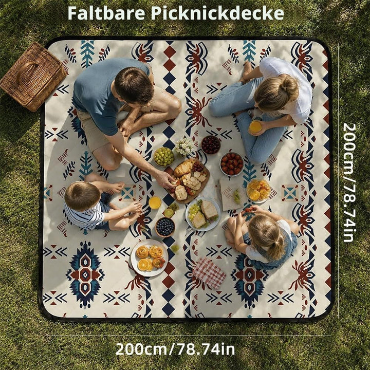 Boho Picknickdecke Wasserdicht Picknickdecke 200x200, Stranddecke Sandfrei Tragbare Waschbar, Outdoo