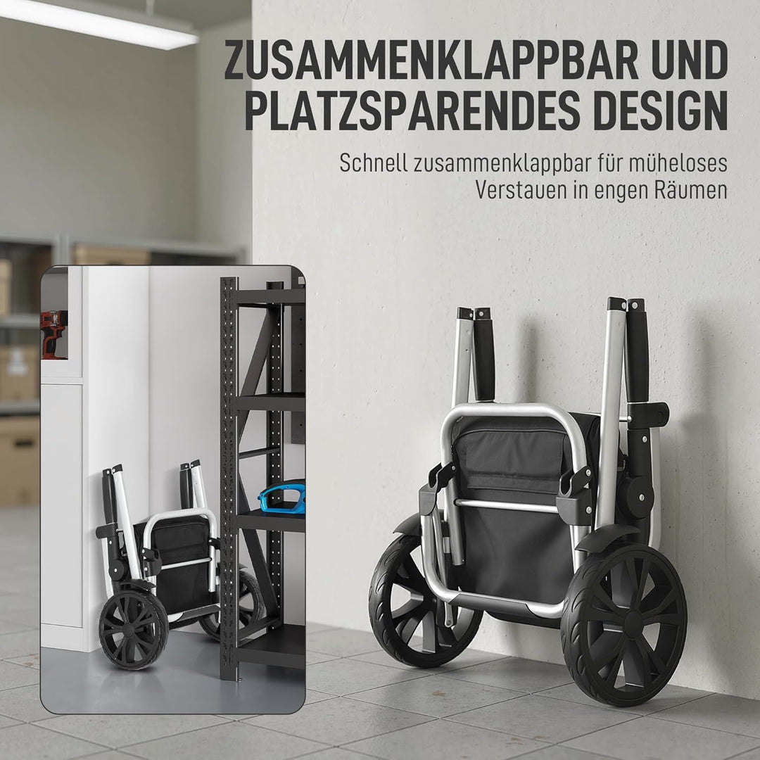 HOMCOM 3-in-1 Einkaufstrolley klappbar mit 40L Kapazität belastbar Trolley bis 25kg Einkaufswagen mi