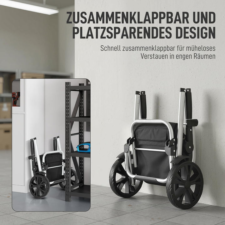 HOMCOM 3-in-1 Einkaufstrolley klappbar mit 40L Kapazität belastbar Trolley bis 25kg Einkaufswagen mi