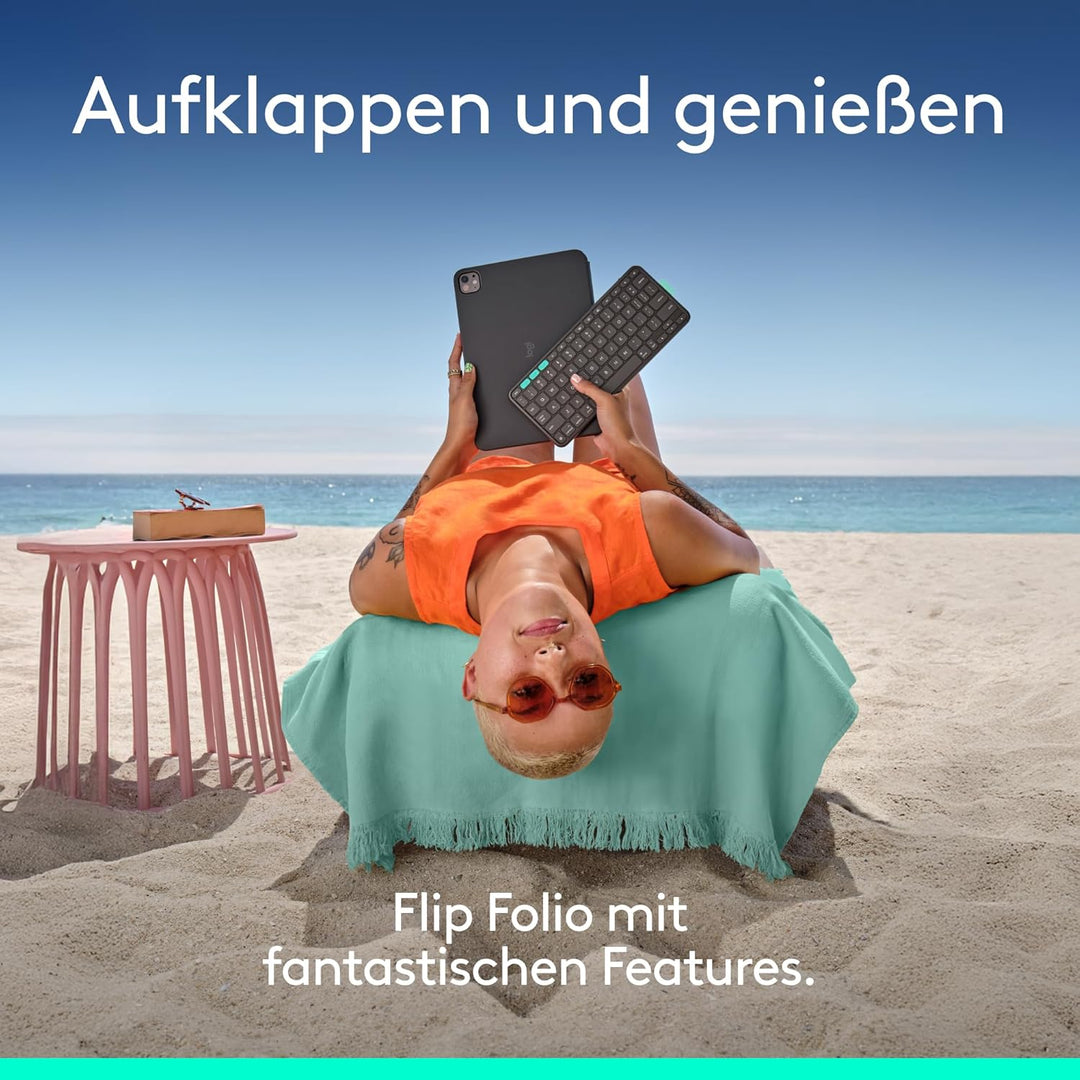 Logitech Flip Folio, Tastatur-Case für iPad Pro 11 Zoll (M4 & M5) und iPad Air 11 Zoll (M2 und M3) (