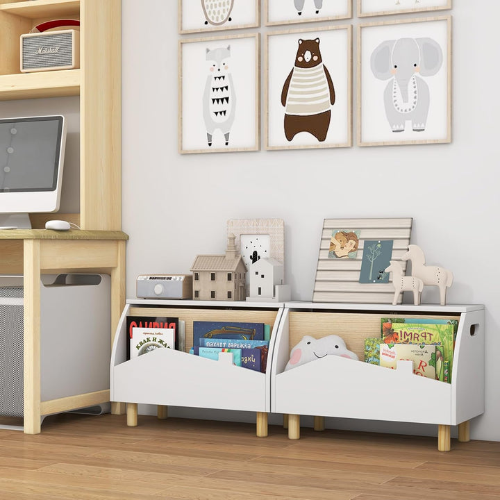 COSTWAY Spielzeugkiste Holz mit Regal, Spielzeugtruhe mit Deckel, Aufbewahrungstruhe Spielzeugbox fü