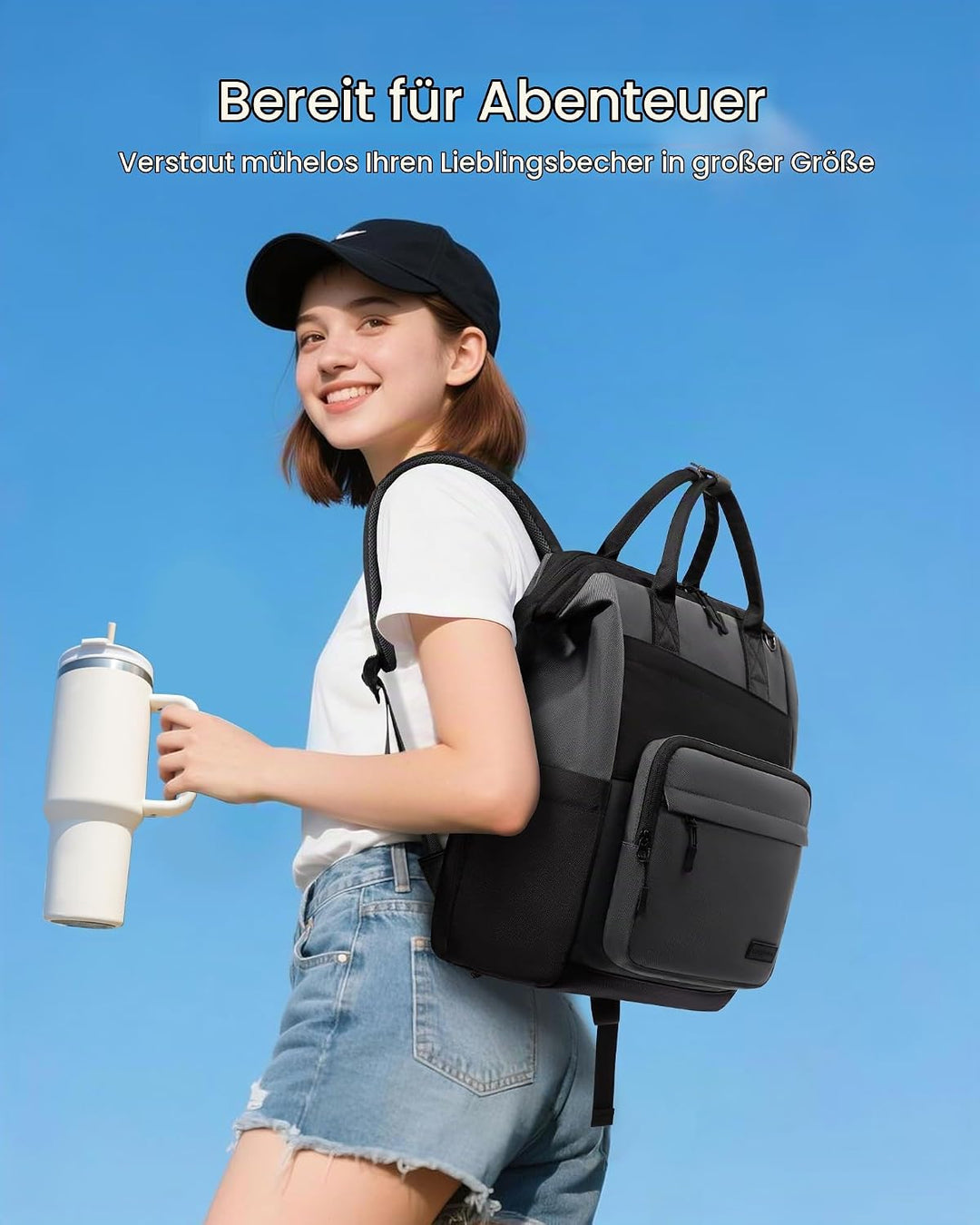 LOVEVOOK Rucksack Damen, 15,6 Zoll Laptop Schulrucksack Teenager Mit Grossem Fach für Trinkflasche,T
