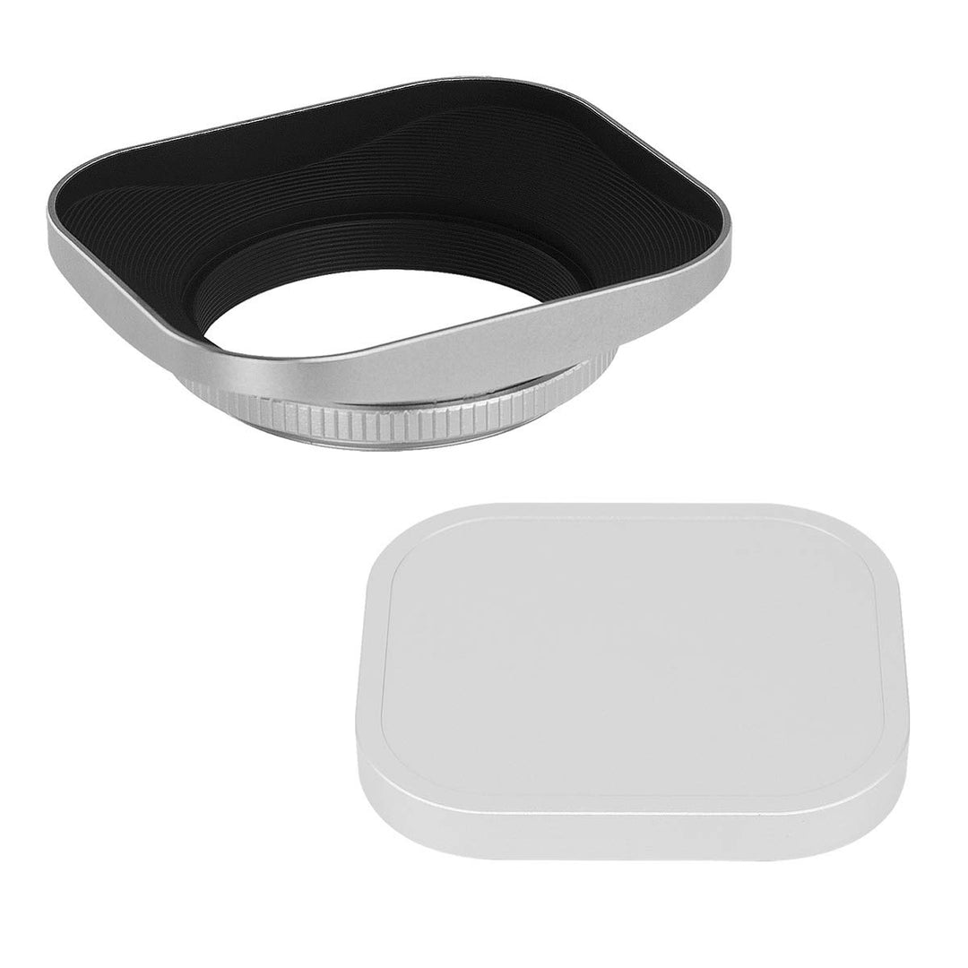 Haoge LH-S46T 46mm Metall Rechteckig Einschrauben Sonnenblende Gegenlichtblende mit Kappe für 46mm C