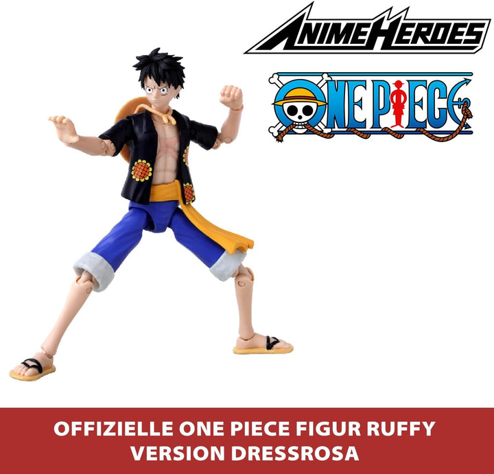 BANDAI – Anime Heroes – One Piece – Anime Heroes Figur 17 cm – Monkey D. Ruffy Dressrosa - 37007 Ruf