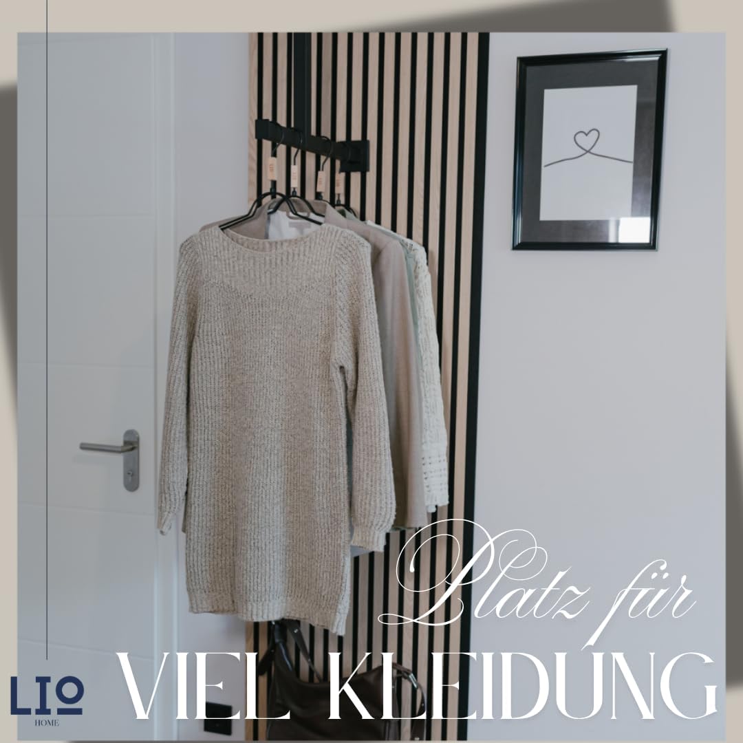 Kleiderstange Schwarz Metall | Moderne hängende Wand- & Deckengarderobe | (H: 60-90 cm, B: 50-65 cm)