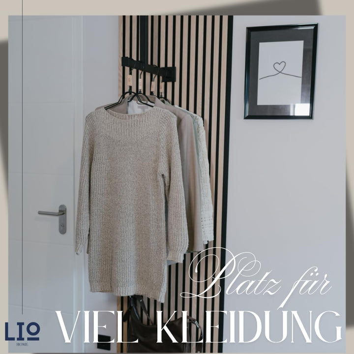 Kleiderstange Schwarz Metall | Moderne hängende Wand- & Deckengarderobe | (H: 60-90 cm, B: 50-65 cm)