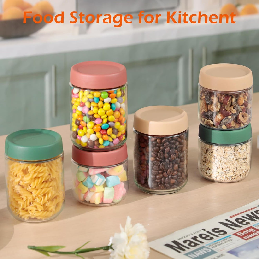 VINATO Meal Prep Gläser 6er Set mit Deckel | 3x480ml + 3x350ml Overnight Oats Behälter, Stapelbare J