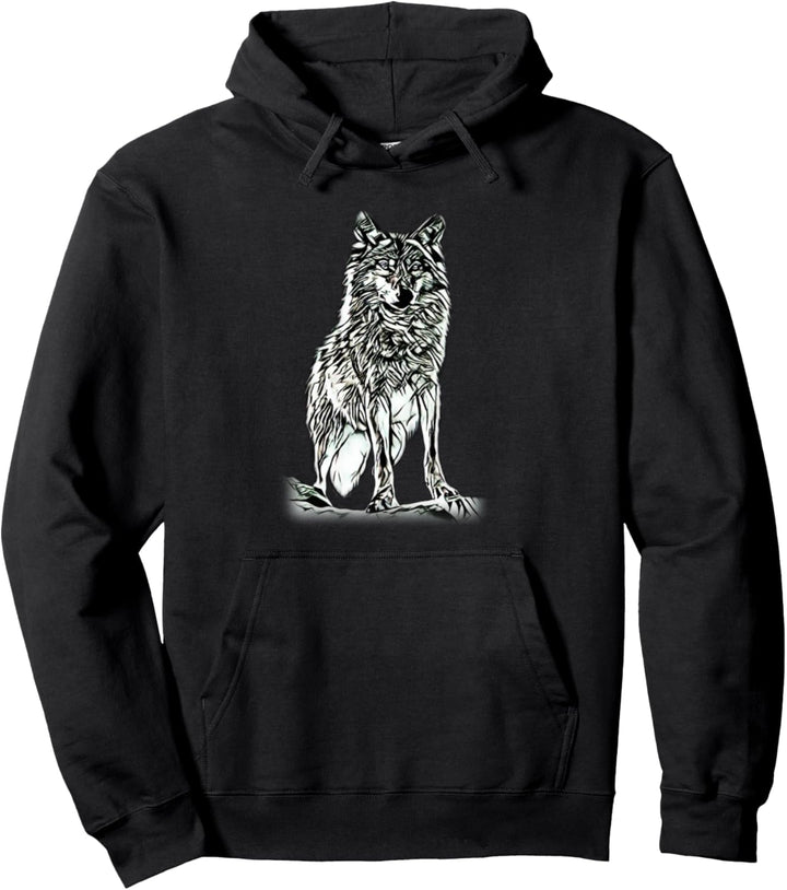 Wolf Motiv Vollmond Wölfe Lupus Rudel Mond Tiere Raubtier Pullover Hoodie
