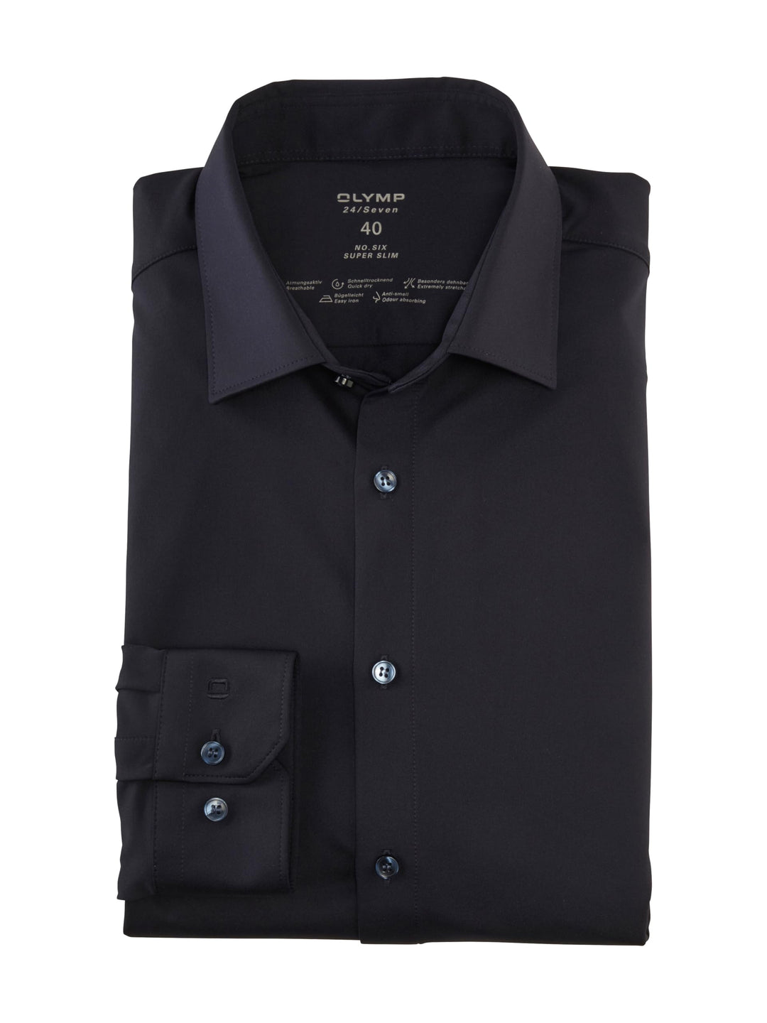 OLYMP Herren Businesshemd Langarm No.Six.24.Seven,Einfarbig,super Slim,Urban Kent 38 Nachtblau, 38 N