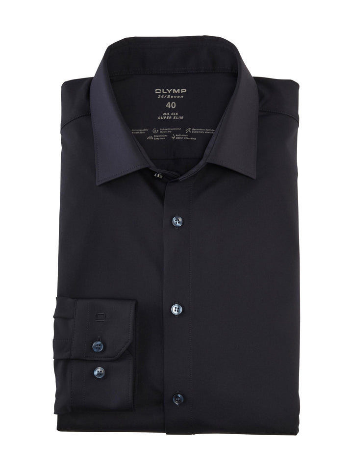OLYMP Herren Businesshemd Langarm No.Six.24.Seven,Einfarbig,super Slim,Urban Kent 38 Nachtblau, 38 N