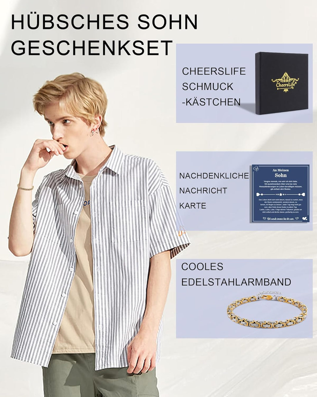 CheersLife Sohn Armband Geschenk von Mama Papa Armband für Meinen Sohn Weihnachten 18. Geburtstag Ju