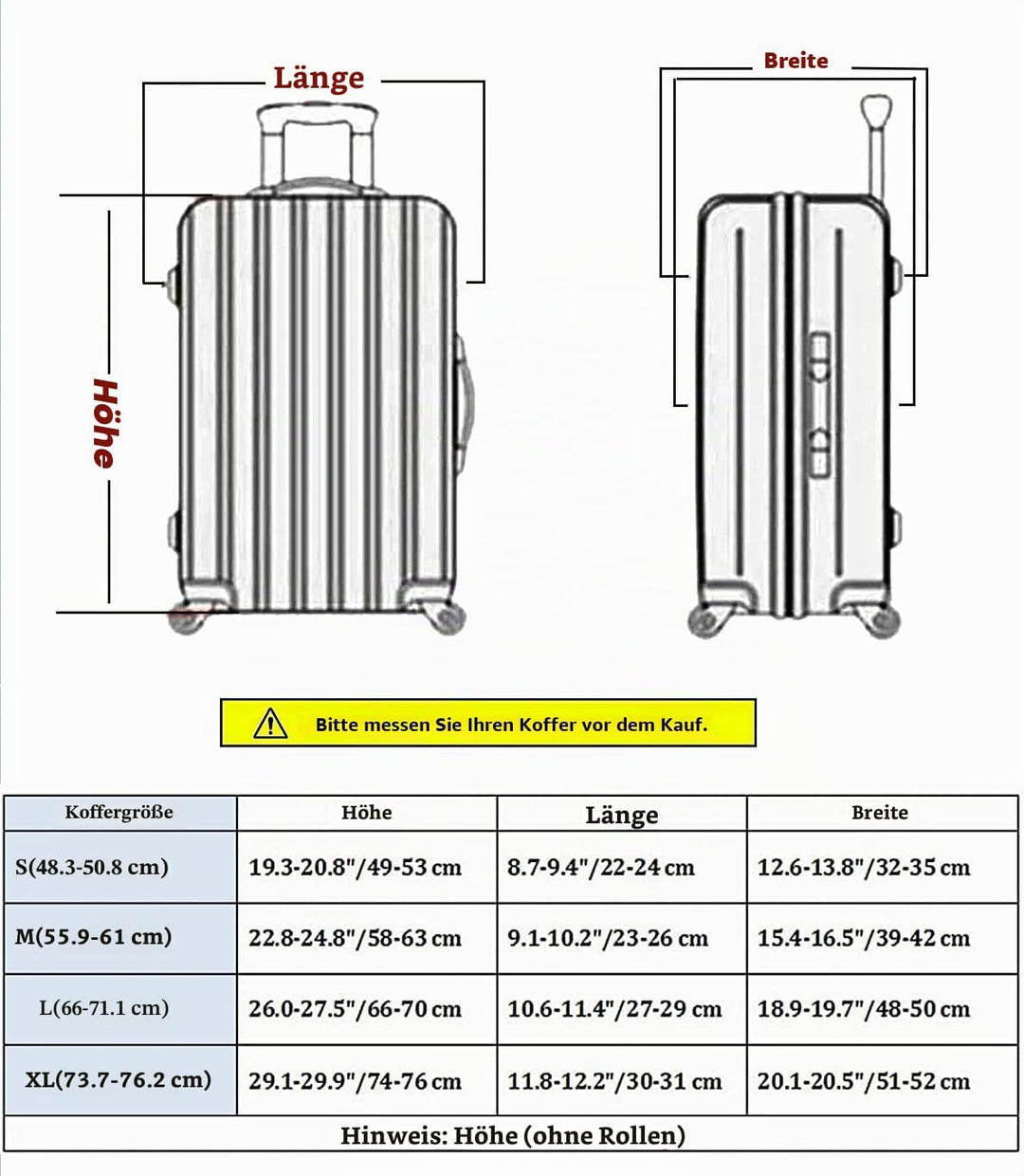 7-Mi Reisegepäck Protector Koffer Abdeckung 19"-30" Gepäckschutzhülle Schwarz S (Passend für 19 "-20