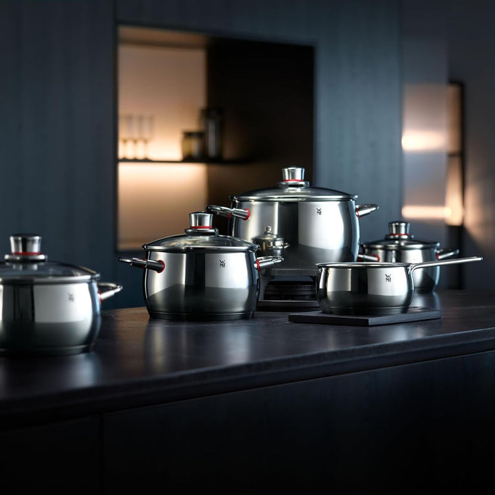 WMF Quality One Topfset Induktion 4-teilig, Kochtopf Set mit Glasdeckel, Cromargan Edelstahl poliert