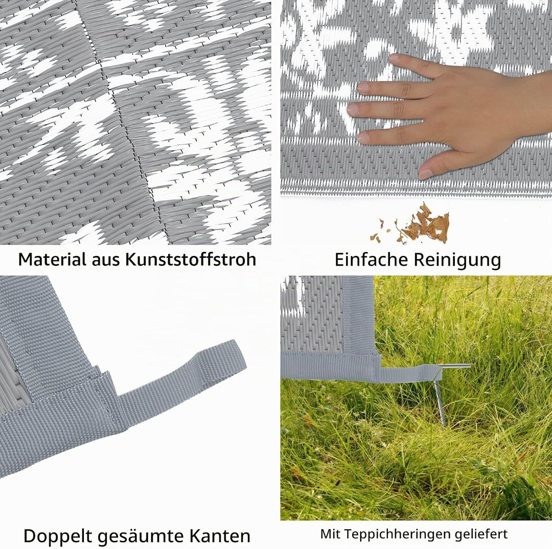 Enyhom Outdoor Teppich 180 x 270 cm Wetterfest Kunststoff Gross RV Camping Aussenteppich Wendbarer P