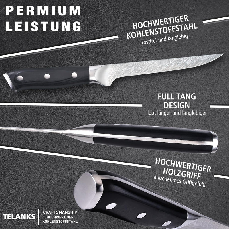 TELANKS Filetiermesser 15cm, Profi Filetiermesser von Fisch und Fleisch, Fischmesser mit Geschenkbox