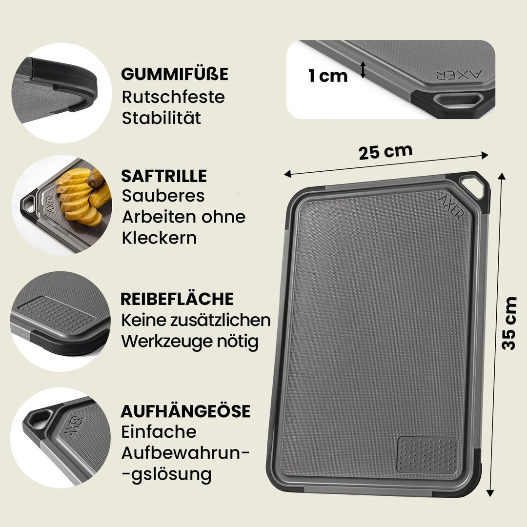 Axer Schneidebrett Kunststoff Gross BPA Frei - Universalgrösse 35x25 cm Küchenbrett Spülmaschinenfes